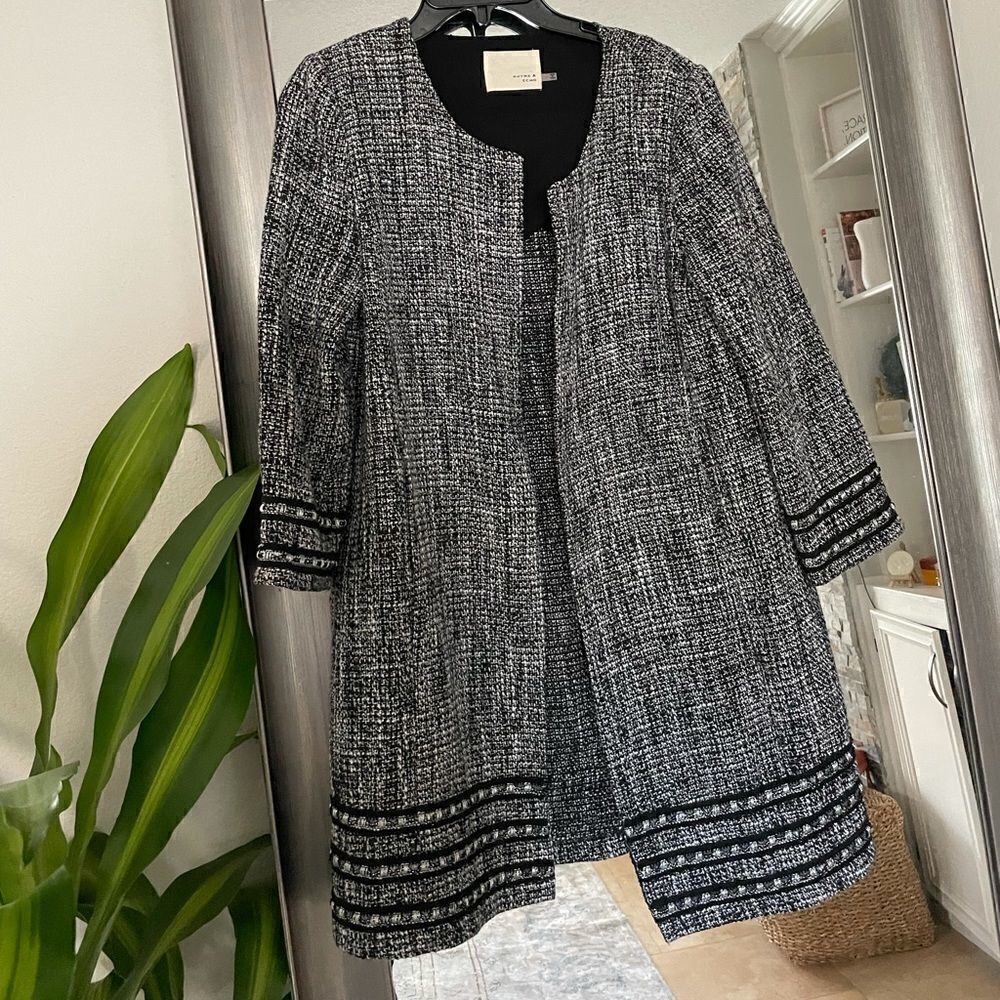 Rhyme & Echo Boucle Wool Poly Blend Beaded Jacket, M